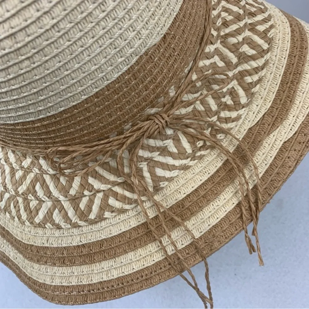 Jacobson Hat Two Tone Straw Sun Hat‎ Excellent Condition